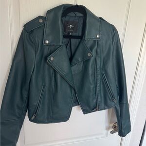 7 For All Mankind Teal Leather Jacket
